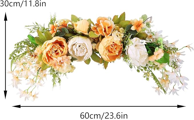 DULRLLY Artificial Peony Flower Swag, 30 in Wedding Arch Flowers, Faux Floral Swag for Lintel, Over The Door Decorative Swag, Rustic Artificial Floral Swag for Home Decor (4)