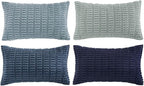 Fancy Homi 4 Packs Decorative Throw Pillow Covers for Living Room Couch Bed, Modern Farmhouse Boho Home Décor Accent Cushion Case, 24" x 12", Blue Series
