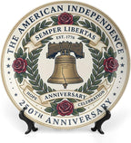250th Anniversary Decorative Plates 10 Inch Vintage Liberty Bell Patriotic Decorations Commemorative Plates with Stand Memorial Day 4th of July Veterans Day Home & Office