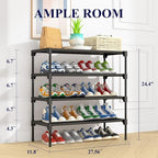 Kitsure Shoe Rack - Non-Woven Shoe Rack Shelf, Shoe Organizer for Closet, Entryway, Garage & Corridor, Stackable Shoe Shelves, X-Large, Black
