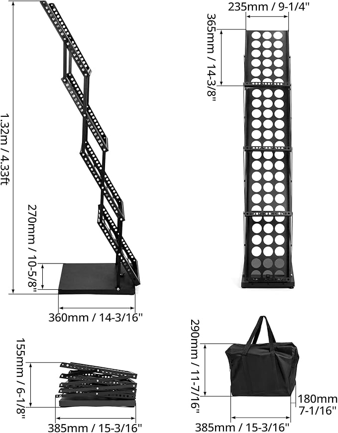 QWORK Magazine Brochure Display Rack Stand, 4 Pocket Foldable Literature Catalog Rack Book Holder Tradeshow Display Stand, for Office Store and Exhibition Trade Show (Black)