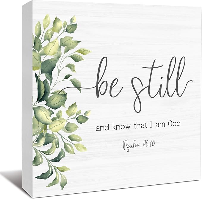 Farmhouse Decor, Christian God Home Decorations, Aesthetic Entry Way Table Shelf Wood Box Decor, Living Room Table Accessories, Boho Office Decorations For Work (01)