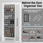 35 Compartment Over The Door Storage - Breathable Mesh Hanging Organizer with Large Pockets, Space Saving Design for Men & Women's Footwear, Closet, Bedroom (Gray)