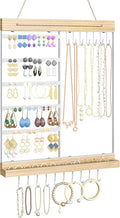 Hanging Jewelry Organizer and Storage, 5-Tier White Earring Necklace Holder Jewelry Display Organizer Stand Rack, Wall Mounted for Earrings Necklaces Bracelets and Rings, White