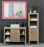 AAZZKANG Rectangle Mirror with Wood Frame Modern Farmhouse Wall Mirrors Decor Large 28"x20" for Bedroom Bathroom Living Room Pink