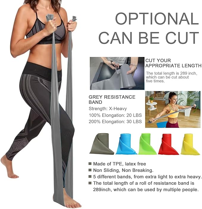 Resistance Bands Professional Bulk Rolls. Elastic Physical Therapy Band. Resistance Bands Elastic Exercise Bands for Recovery, Physical Therapy, Yoga, Pilates, Rehab,Fitness