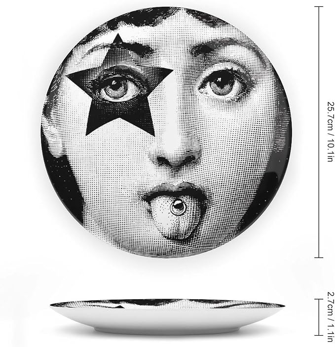 Lina Cavalieri Plate, Wall Decorative Plate, Mysterious Face Plate Wall Hanging Decoration,Including Bracket and Special Spring Hook, 10inch, Style1