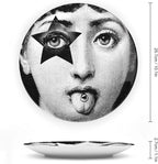 Lina Cavalieri Plate, Wall Decorative Plate, Mysterious Face Plate Wall Hanging Decoration,Including Bracket and Special Spring Hook, 10inch, Style1