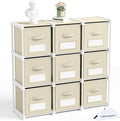 Geelin 9 Cube Storage Organizer with Fabric Bins and Labels 11 Inch, Fabric Collapsible Cubby Clothes Storage Drawer Dresser for Bedroom Living Room Office Organization