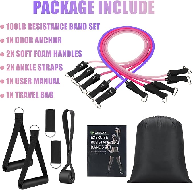 Exercise Resistance Bands with Handles for Working Out, 150/200/250/300 Lbs Workout Bands Set with Door Anchor for Physical Therapy, Yoga, Pilates