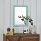 AAZZKANG Wood Framed Mirror Rectangle Modern Farmhouse Wall Mirrors Decor for Bedroom Living Room Bathroom Dressing Room Small Green