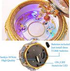 Briskfeel Classical Carousel Horse Music Box LED lights Twinkling Resin Carved Collectible Mechanical Musical Box with Sankyo 18-Note Horse Rotates with Music