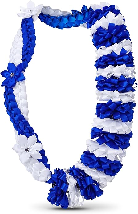 Canlierr Graduation Leis Class of 2026 Grad Ribbon Leis Double Braided Necklace Hawaiian Flower Garland with Heart Kukui Nut for Man Woman Graduation Party Supplies
