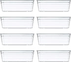 Backerysupply Clear Plastic Drawer Organizer Tray for Vanity Cabinet (6"×3"×2" Set of 8) Storage Tray for Makeup, Kitchen Jewelries and Gadgets