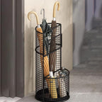 Umbrella Stand Iron Freestanding Organizer Rack Holder Stable Practical Iron Frame Suitable for Hotel Restaurant Entryway Office Hallway, Black