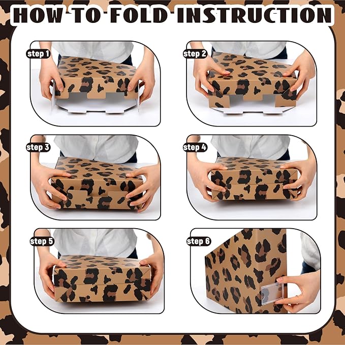 AmazingSpark Set of 4 Leopard Print Magazine Holder Decorative Foldable Magazine Storage Boxes with Acrylic Label Holders Coquettish Boho Organizer for Office Home Organization Storage
