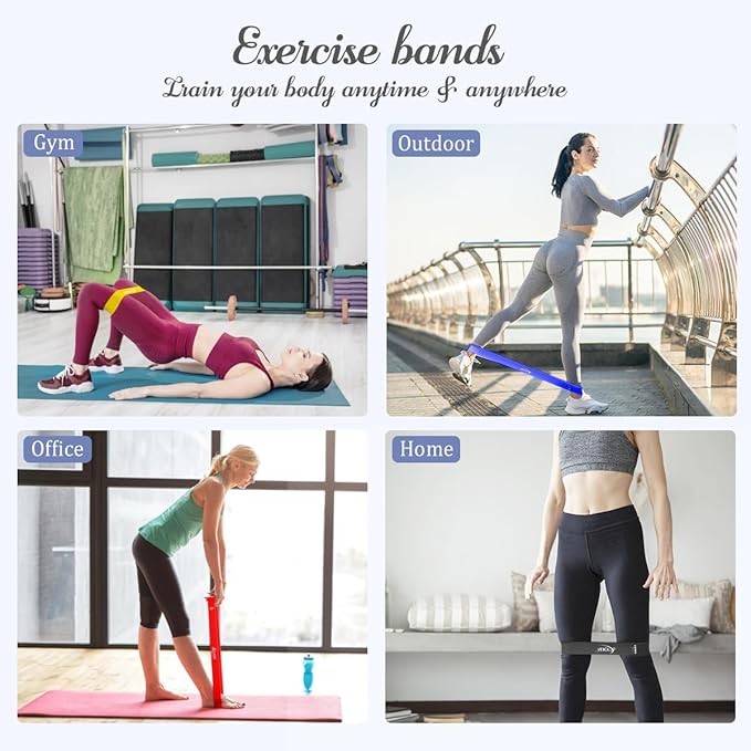 VEICK Resistance Loop Exercise Bands, Elastic Workout Bands for Men Women, Set of 5 Different Resistance Levels Stretch Band for Home Fitness Stretching Strength Training