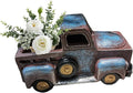 Creative Small Truck Flower Pot, Home Decor Collectible Vehicles Vintage Mini Car Statue Farmhouse Truck Decor Table Top Decor Little Blue Truck for Props Gifts
