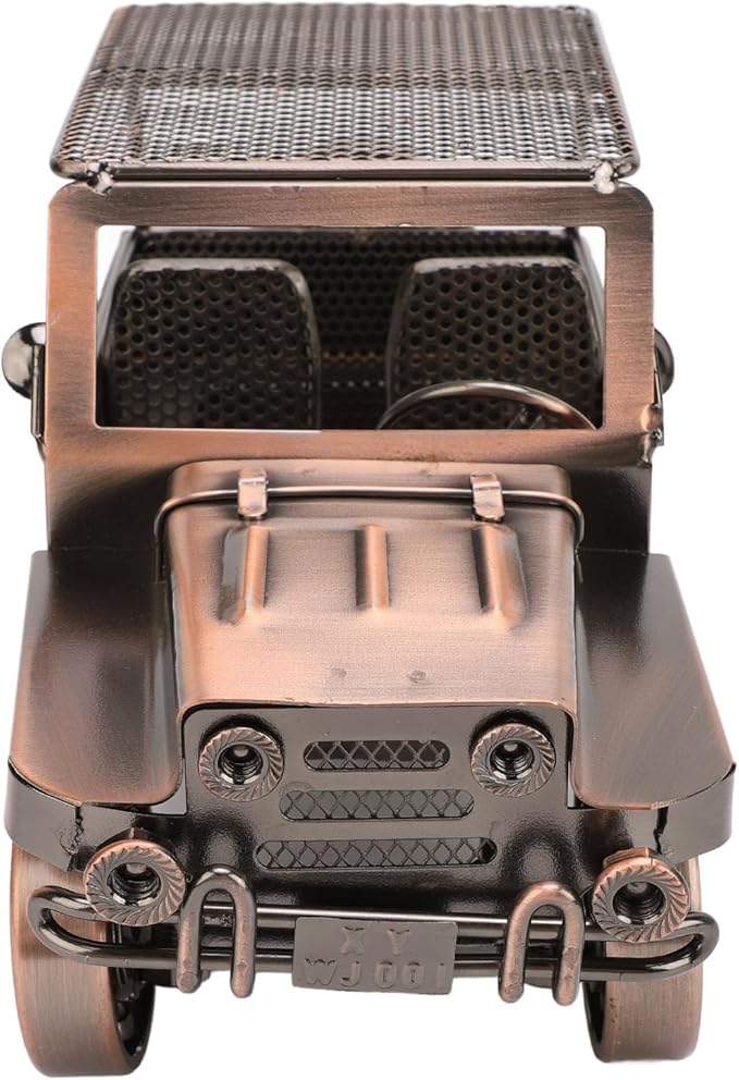 Alomejor Handcrafted Iron Car Figurine, Antique Vintage Metal Vehicle Model Home Decor with Exquisite Metal Craftsmanship, for Living Room TV Cabinet Wine Cooler Display (Red Bronze)