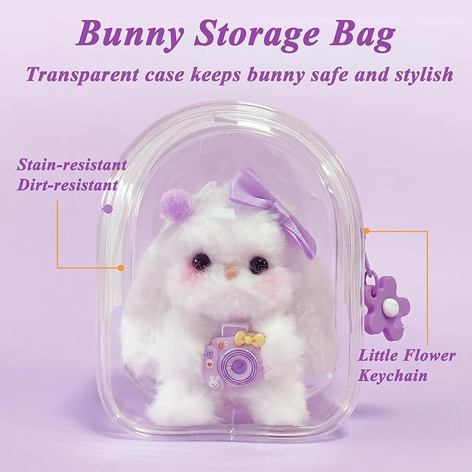 Small Funny Bunny Handmade Crochet Plush Rabbit,Positive Cute Fluffy Gifts for Coworker, Best Friend,Teacher, Mom. (Purple)