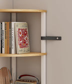 VIMBER 6-Tier Corner Shelf with LED Light, Industrial Corner Ladder Shelf, Rustic Display Shelf for Living Room, Bedroom, Kitchen, Home Office, Sturdy Frame, White and Nature Wood Color UJSJ002Q