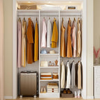 48" Closet Organizer System, 4FT Closet System for Small Closets with 4 Hanging Rods & 3 Shelves, 80"H Small Closet Organizers and Storage for Bedrooms, Cloakrooms, White