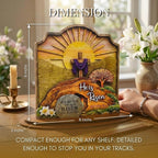 KATINAT He Is Risen Easter Decor, 3-Layer Wooden Empty Tomb Scene with Movable Stone, Religious Easter Decorations for Home Tabletop Shelf, Christian Gift Box Included, 6x6 Inch