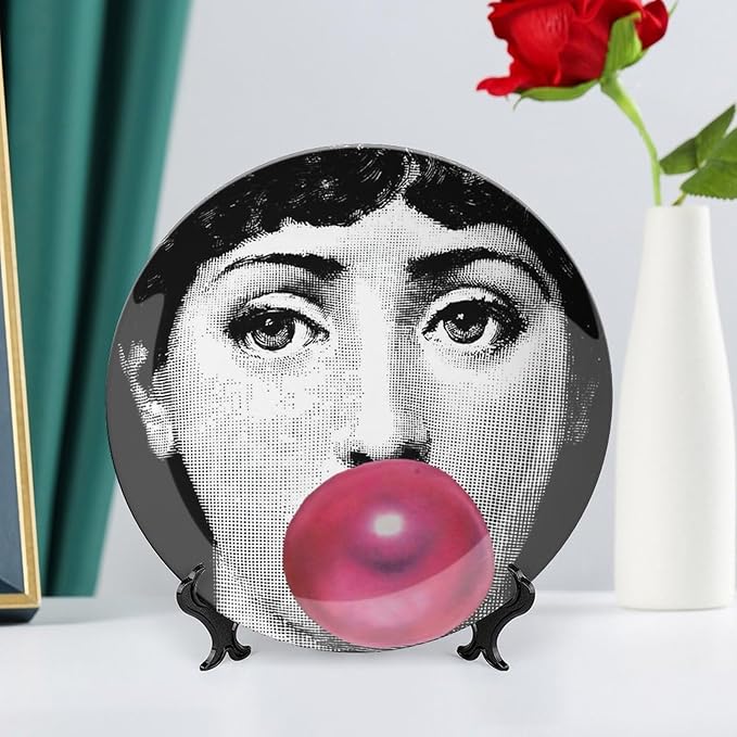 Lina Cavalieri Plate, Wall Decorative Plate, Mysterious Face Plate Wall Hanging Decoration,Including Bracket And Special Spring HooK,style-12,10inch