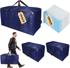 Extra Large Storage Bags Set Heavy Duty Moving Totes With Backpack Straps – Strong Handles & Zippers, (Blue, 12 Park-2 Moving bag & 10 Vacuum Seal Bags)