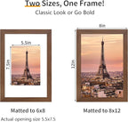 8x12 Picture Frame 3 Pack - Brown Poster Frame Display Pictures 6x8 with Mat or 8 x 12 Without Mat for Wall Hanging Horizontal and Vertical