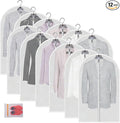 Garment Bags 12 Pack, 24 x 40 Hanging Clothes Storage Bags, Translucent PEVA Garment Covers with Full Zipper for Suits and Dresses