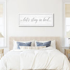Lets Stay in Bed Wall Decor Above Bed 41.3''×15'' Large Farmhouse Wall Decor for Bedroom Guest Room Decor Framed Wood Wall Art Rustic Master Bedroom Wall Decoration (white frame)