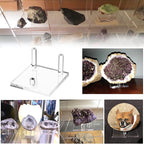 Hipiwe 4-Pack Clear Acrylic Display Stand, Three-Peg Display Easel Stands for Fossil Coral Geodes Rock Mineral Agate Small Collectibles, Large