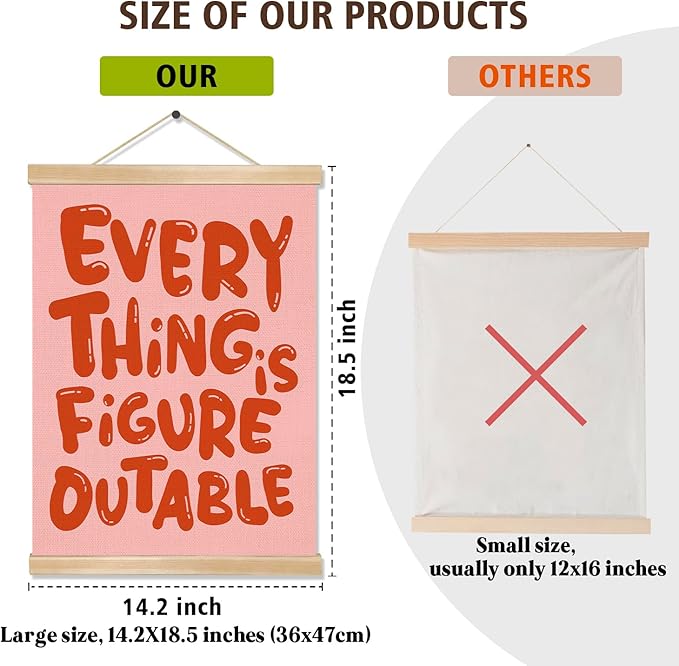 Everything is Figure outable Inspirational Wall Art Decor,Positive Motivational Poster,Affirmations Wall Hanging Poster for Office, Living Room, Bedroom ,Motivational Gift for Birthday,Graduation New job 14x18.5inch(Red)