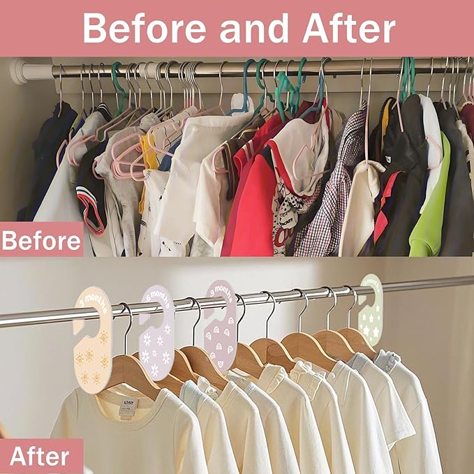 Baby Closet Dividers, Durable Plastic Baby Clothes Organizers for Nursery Closet, Double-Sided Dividers for Newborn to Toddler, Clothes Organizer by Size & Age (16-Pack)