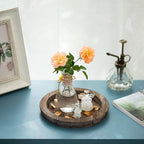 Hanobe Candle Plate Holder Tray: 7.9" Small Round Wood Decorative Candle Trays - Rustic Farmhouse CoffeeTable Decor - Candlestick Pillar Holder for Centerpiece Home Decor