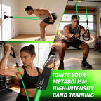 WHATAFIT Resistance Bands Set with Handles - Exercise Bands Home Gym Strength Training Equipment, Includes Door Anchor & Ankle Straps for Full Body Workout Bands, Physical Therapy - for Men and Women