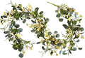 6FT Artificial Eucalyptus Garland, Spring Greenery Garland with Berries and Wildflowers for Home Table Mantle Wedding Festival Indoor Outdoor Decor