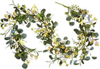 6FT Artificial Eucalyptus Garland, Spring Greenery Garland with Berries and Wildflowers for Home Table Mantle Wedding Festival Indoor Outdoor Decor