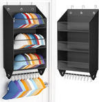 Over the Door Hat Rack - 3-Layer Design Hat Organizer Holds 30-36 Hats with 10 Hooks, Ideal Hat Rack for Door, Over the Door Organizer for Closet, Apartment, Bedroom, Dorm, 1 Pack, Black