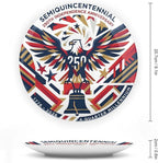 250th Anniversary Decorative Plates 8 Inch Eagle Liberty Bell Patriotic Decorations Commemorative Plates with Stand Independence Day 4th of July Semiquincentennial Decor