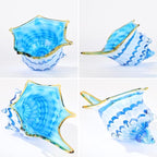 DOVDOV Hand Blown Glass Shell Decoration, Modern Art Glass Conch Statue, Blue and White Home Decorative Shells for Home Living Room, Coffee Table, TV Stand, entryway Entrance, Mantelpiece Decoration