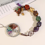 Handmade Crystal Window Car Hanging Ornaments 7 Chakra Home Decoration Feng Shui Ornament Yoga Meditation Car Decoration Tumbled Palm Stones (Style13)