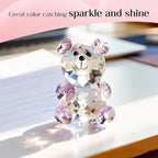 H&D Pink 3D Little Bear Crystal Figurine Paperweights Glass Xmas Decor