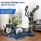 pooboo Elliptical Machine, Elliptical Exercise Machine with 16-Level Resistance&Quiet Magnetic Driving System, Elliptical Machine for Home with LCD Monitor,15.5-17IN Stride, 350LBS Weight Capacity