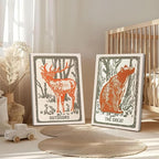 Framed Forest Deer Bear Canvas Wall Art Set of 2, Nursery Wildlife Animal Pictures Wall Decor, Outdoor Nature Woodland Hunting Paintings Prints Farmhouse Home Decor for Kid's Room Bedroom 16x24 inch