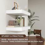 Venusmiles Floating Shelves for Wall, 24 Inch Wide x 12 Inch Deep Floating Shelves, Long Wood Floating Wall Shelf Shelves for Living Room Bathroom Bedroom Kitchen Home - (White, 24" W x 12" D x 2" H)