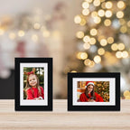 Egofine 4x6 Picture Frames Set of 4, Made of Solid Wood Covered by Plexiglass 3x4.5 and 3.5x5 with Mat or 4x6 without Mat, for Table Top Display and Wall Mounting Photo Frame Black
