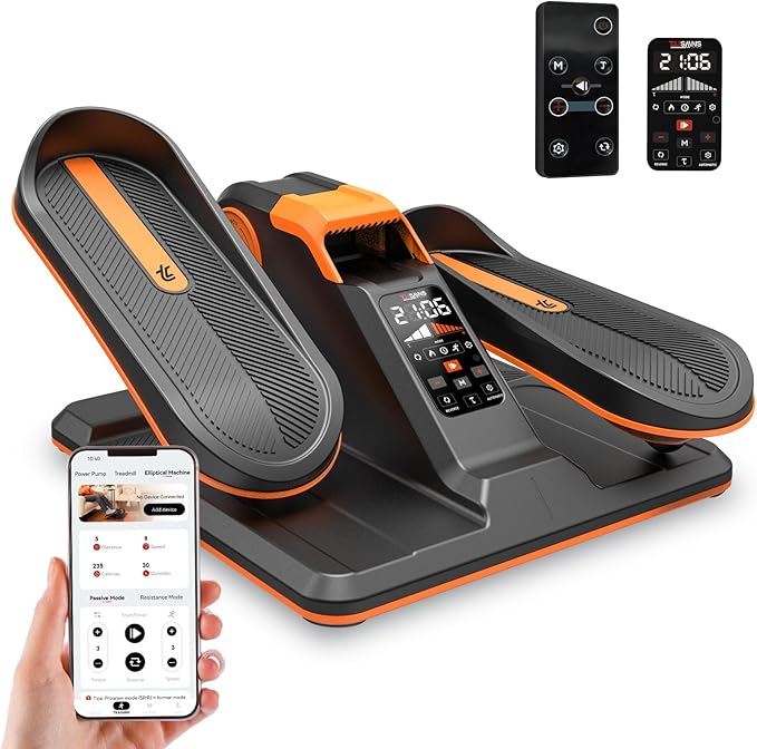 TOUSAINS Under Desk Elliptical Machine for Seniors, Electric Leg Exerciser with App & Remote, 7 Speeds Portable Foot Pedal for Home Office, Low-Impact Rehab Equipment