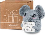 WenmthG Funny Positive Crochet Elephant - Emotional Support Animals Gifts, Funny Handmade Crochet Doll, Inspirational Gifts for Women Men Friends Coworkers